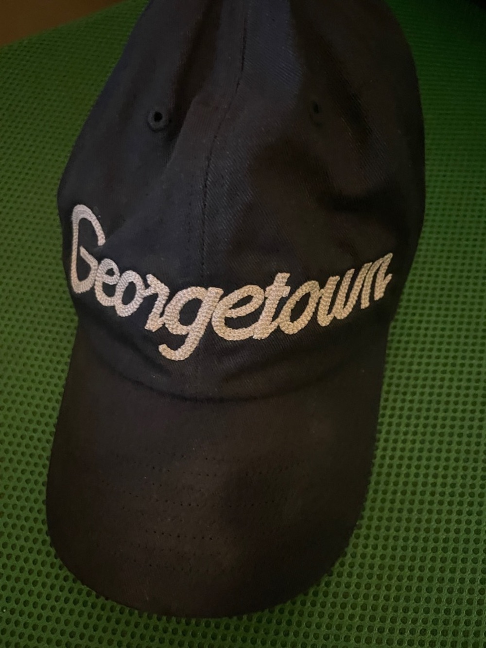 Georgetown Script Embroidered Black Baseball Cap - Picture 2 of 8